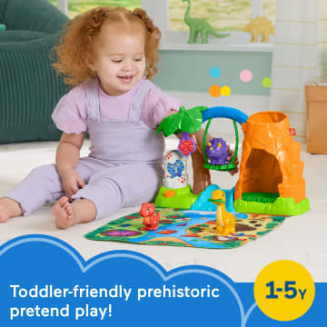 Fisher-Price Little People Dinosaur Village & Play Mat Toddler Playset, 3 Toy Figures - Imagen 2 de 6