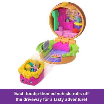 Polly Pocket Tiny Take Out Reveal Assortment, Micro Dolls & Compacts With Toy Cars, Food Theme Vehicle Collection - Image 4 of 6