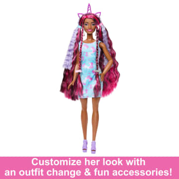 Barbie Fun & Fancy Hair Doll With Extra-Long Colorful Black Hair And Styling Accessories - Image 5 of 6