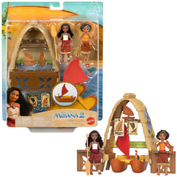 Disney Moana 2 Toys, Moana & Loto's Workshop Playset, 2 Small Dolls, Friend Figure, Boat & Accessories - Image 1 of 6