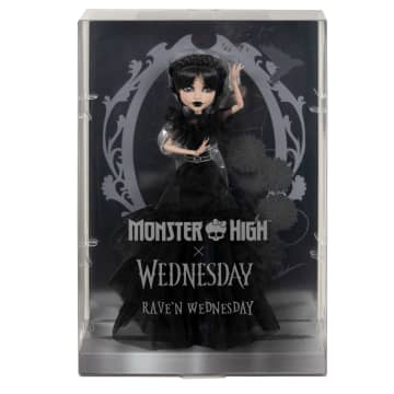 Monster High Wednesday Collectible Doll, Rave’N Wednesday in Black Gown Inspired By Dance Scene - Image 6 of 6