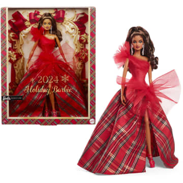 Barbie 2024 Holiday Barbie Dolls, Seasonal Collector Gift, Barbie Signature, Plaid Gown With Red Bow - Imagen 1 de 6