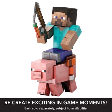 Minecraft Diamond Level Pig Action Figure, 4 Accessories, 5.5-in Collector Scale - Imagen 5 de 6