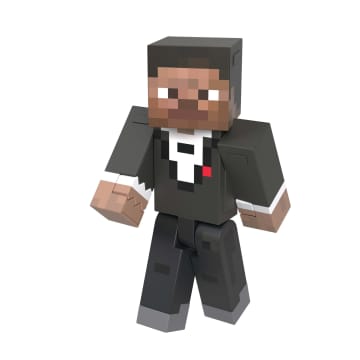 Minecraft Diamond Level Tuxedo Steve Action Figure, Die-Cast Gold Accessory, 5.5-in Collector Scale