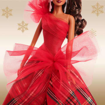 Barbie 2024 Holiday Barbie Dolls, Seasonal Collector Gift, Barbie Signature, Plaid Gown With Red Bow - Image 3 of 6