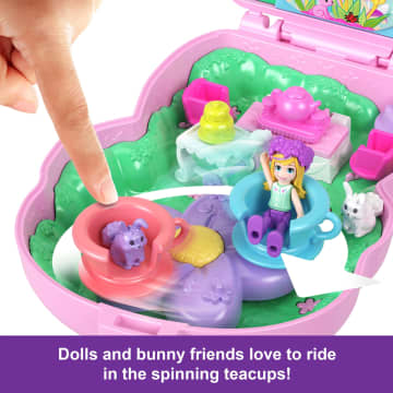 Polly Pocket Tea Party Bunny Compact Playset With 1 Micro Doll And Pet Bunnies, Travel Toy With Styling Accessories - Image 4 of 6