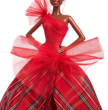Barbie Signature 2024 Holiday Barbie Fashion Doll, Seasonal Collector Gift, Brown Hair With Plaid Gown - Image 3 of 6