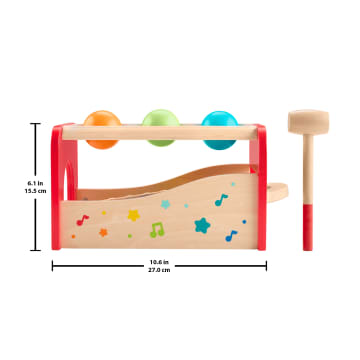 Fisher-Price Wood Toddler Toy Pound & Tap Bench Xylophone, 6-Piece Wooden Musical Activity For Preschool Kids Ages 18+ Months - Imagen 6 de 6