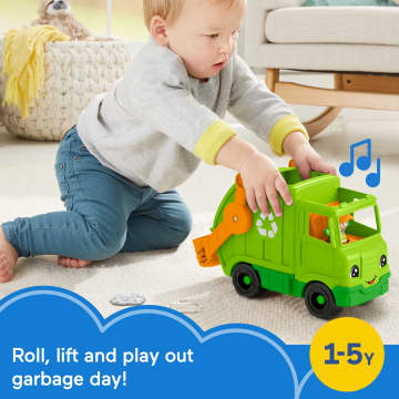 Fisher-Price Little People Recycling Truck Musical Toddler Garbage Toy Set, 5 Pieces - Image 2 of 6