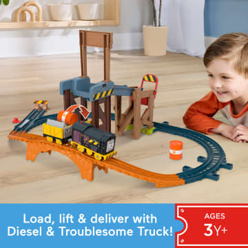 Thomas & Friends Diesel's Lift & Load Construction Set, Motorized Toy Train With Track & Cargo - Image 2 of 6