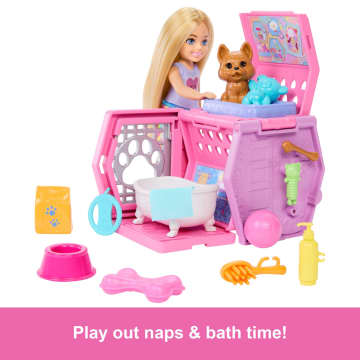 Barbie Chelsea Puppy Carrier Playset, Small Doll And Dog Carrier With Puppy Accessories - Imagen 4 de 6