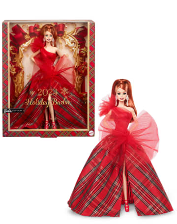 Barbie 2024 Holiday Barbie Doll, Seasonal Collector Gift, Barbie Signature, Plaid Gown With Red Bow - Image 1 of 6