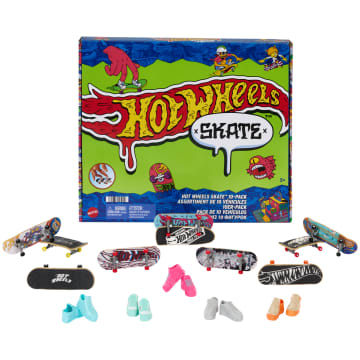 Hot Wheels Skate Fingerboards, Set Of 10 Finger Skateboards With 5 Pairs Of Removable Skate Shoes (20 Pieces Total)