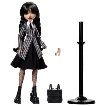 Monster High Wednesday Collectible Doll, Wednesday Addams in Nevermore Academy Uniform With Thing - Image 6 of 6