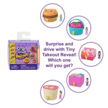 Polly Pocket Tiny Take Out Reveal Assortment, Micro Dolls & Compacts With Toy Cars, Food Theme Vehicle Collection - Image 3 of 6
