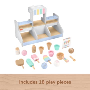 Fisher-Price Wooden Ice Cream Shop Set For Preschool Pretend Play, 18 Wood Pieces - Imagen 5 de 6