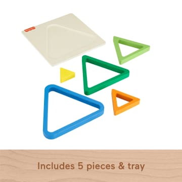 Fisher-Price Wooden Mini Rainbow Jigsaw Puzzle Triangle For Toddlers & Kids, 5 Wood Pieces - Imagen 5 de 5