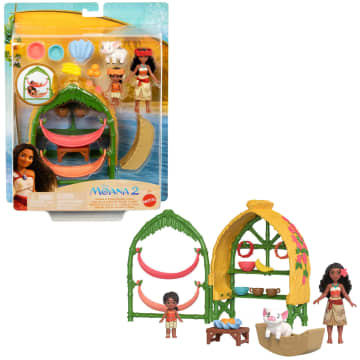 Disney Moana 2 Toys, Moana & Simea Village Home Playset, 2 Small Dolls, Friend Figure & 15 Accessories - Image 1 of 6