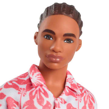 Barbie Fashionistas Ken Doll #235 in Hawaiian Print Jumpsuit With Green Sandals, Brown Hair - Image 3 of 6