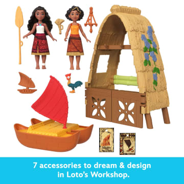Disney Moana 2 Toys, Moana & Loto's Workshop Playset, 2 Small Dolls, Friend Figure, Boat & Accessories - Image 4 of 6