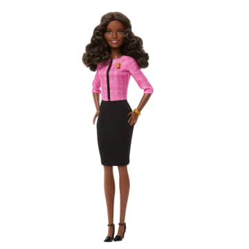 Barbie Future Leader Doll With Dark Brown Hair, 2 Golden Bracelets & Pin, Includes Sticker - Imagen 5 de 6