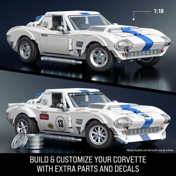 Mattel Brick Shop Hot Wheels Corvette Grand Sport Building Toy Kit (918 Pieces), For Collectors - Image 3 of 6