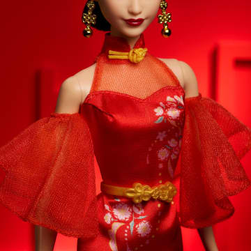 Barbie Signature Lunar New Year Barbie Doll Collectible With Qipao Dress & Golden Accessories - Image 4 of 6