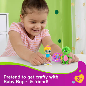 Fisher-Price Barney's World Barney's Friend Vivie & Baby Bop Figure Set For Kids, 3 Toys - Imagen 2 de 6