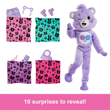 Barbie Cutie Reveal Care Bears Series Doll & Accessories in Share Bear Plush Costume, 10 Surprises - Imagem 3 de 6