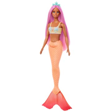 Barbie Mermaid Doll With Pink Hair, Soft Orange Tail And Headband Accessory