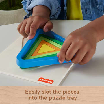 Fisher-Price Wooden Mini Rainbow Jigsaw Puzzle Triangle For Toddlers & Kids, 5 Wood Pieces - Imagen 3 de 5