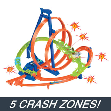 Hot Wheels Track Set With 5 Crash Zones, Motorized Booster And 1 Hot Wheels Car - Imagem 4 de 6