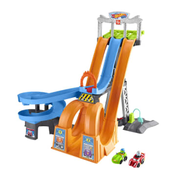 Fisher-Price Little People Hot Wheels Racing Loops Tower Toddler Vehicle Playset, 2 Cars - Imagen 1 de 6