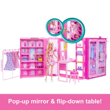 Barbie Dream Closet Toy Playset With Fashion Doll, Clothes, & Accessories, 3-Ft-Wide With 25+ Pieces - Imagem 3 de 6
