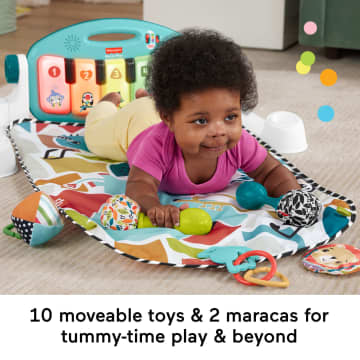 Fisher-Price Glow And Grow Kick & Play Piano Gym Baby Learning Toy With 2 Maracas, Blue - Image 3 of 6