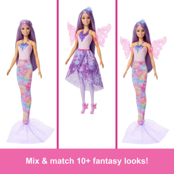 Barbie Doll Fantasy Fashion Pack With Accessories including Mermaid Tail, Fairy Wings, & Necklaces - Image 3 of 6