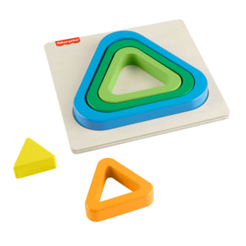 Fisher-Price Wooden Mini Rainbow Jigsaw Puzzle Triangle For Toddlers & Kids, 5 Wood Pieces - Imagen 1 de 5