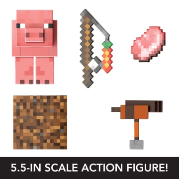 Minecraft Diamond Level Pig Action Figure, 4 Accessories, 5.5-in Collector Scale - Imagen 3 de 6