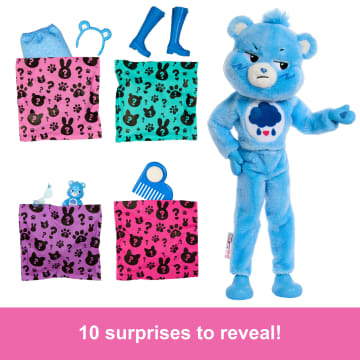 Barbie Cutie Reveal Care Bears Series Doll & Accessories in Grumpy Bear Plush Costume, 10 Surprises - Imagen 3 de 6