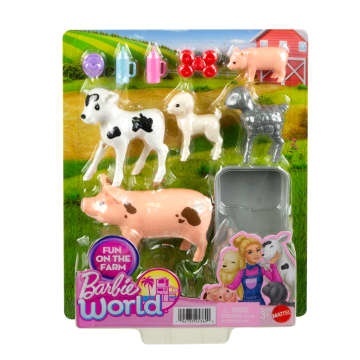 Barbie World Farm Playset With 10 Pieces Including 5 Farm Animals & Feeding Accessories - Imagem 5 de 6