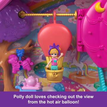Polly Pocket Unicorn Partyland Playset With 2 Micro Dolls, Pets & 25+ Surprise Accessories, Birthday Celebration With Hot AIr Balloon Ride - Imagen 4 de 6
