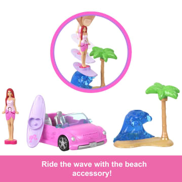 Barbie Mini Barbieland Doll & Vehicle Set With 1.5-inch Doll & Beach Convertible With Color-Change - Imagen 5 de 6