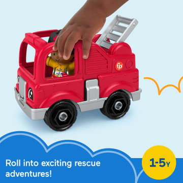 Fisher-Price Little People Toy Firetruck & Firefighter Figure Set For Toddlers, 2 Pieces - Image 2 of 6