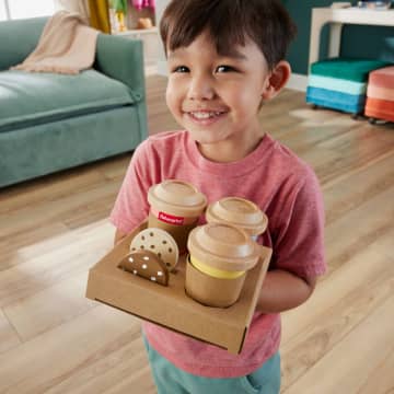Fisher-Price  Coffret Café Pour Emporter en Bois, 15Éléments - Imagen 2 de 6