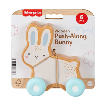 Fisher-Price Wooden Push-Along Bunny Toy Vehicle For Baby Crawling Play. 1 Wood Piece - Image 6 of 6