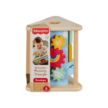 Fisher-Price Wooden Activity Triangle, 3-Sided Fine Motor Toy For Baby, 1 Wood Piece - Image 6 of 6