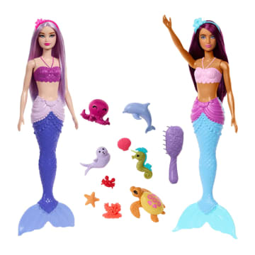 Barbie Mermaid Dolls 2-Pack With Sea Animals, Headbands & Ocean Accessories - Imagen 1 de 5