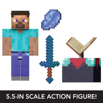 Minecraft Diamond Level Steve Action Figure, 3 Accessories, 5.5-in Collector Scale - Imagen 3 de 6