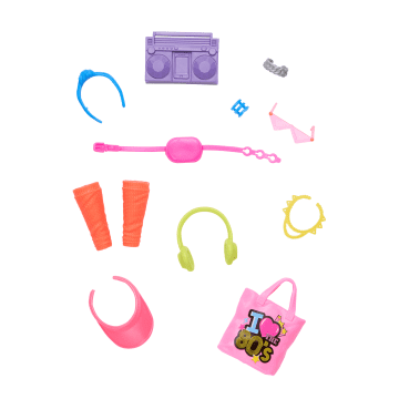 Barbie Doll Accessories With 1980s Retro Theme, Neon Styling Pieces, Stereo & Headphones - Image 1 of 3