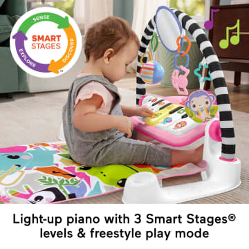 Fisher Price Glow And Grow Kick Play Piano Gym Baby Playmat With Musical Learning Toy Pink